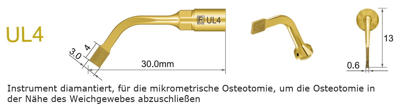 UL4 Ultraschallspitze diamantiert für die mikrometrische Osteotomie