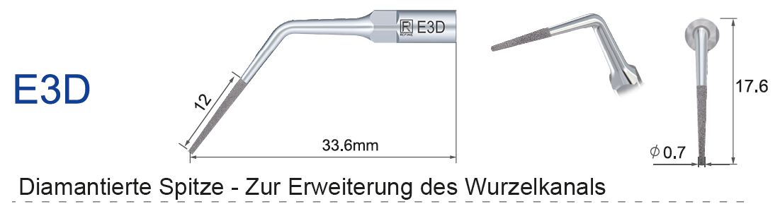 E3D Ultraschallspitze diamantiert zur Erweiterung des Wurzelkanals