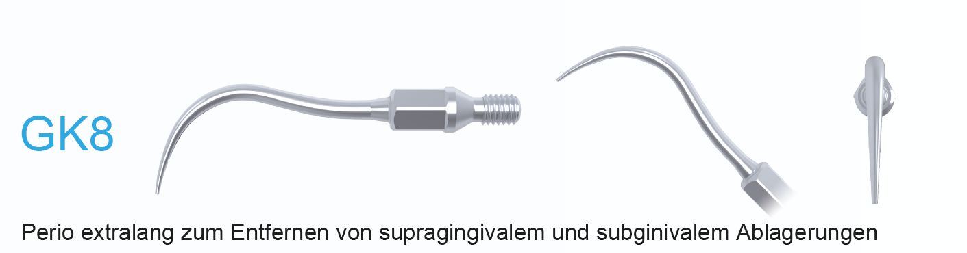 GK8 Ultraschallspitze extralang zum Entfernen von supra- und subgingivalem Zahnstein