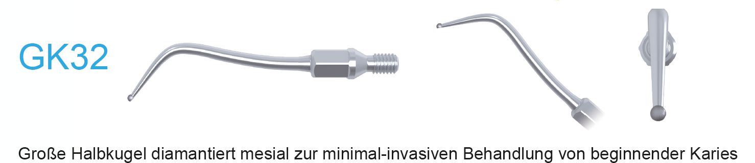 32 Ultraschallspitze - Halbkugel diamantiert für beginnende Karies - mesial
