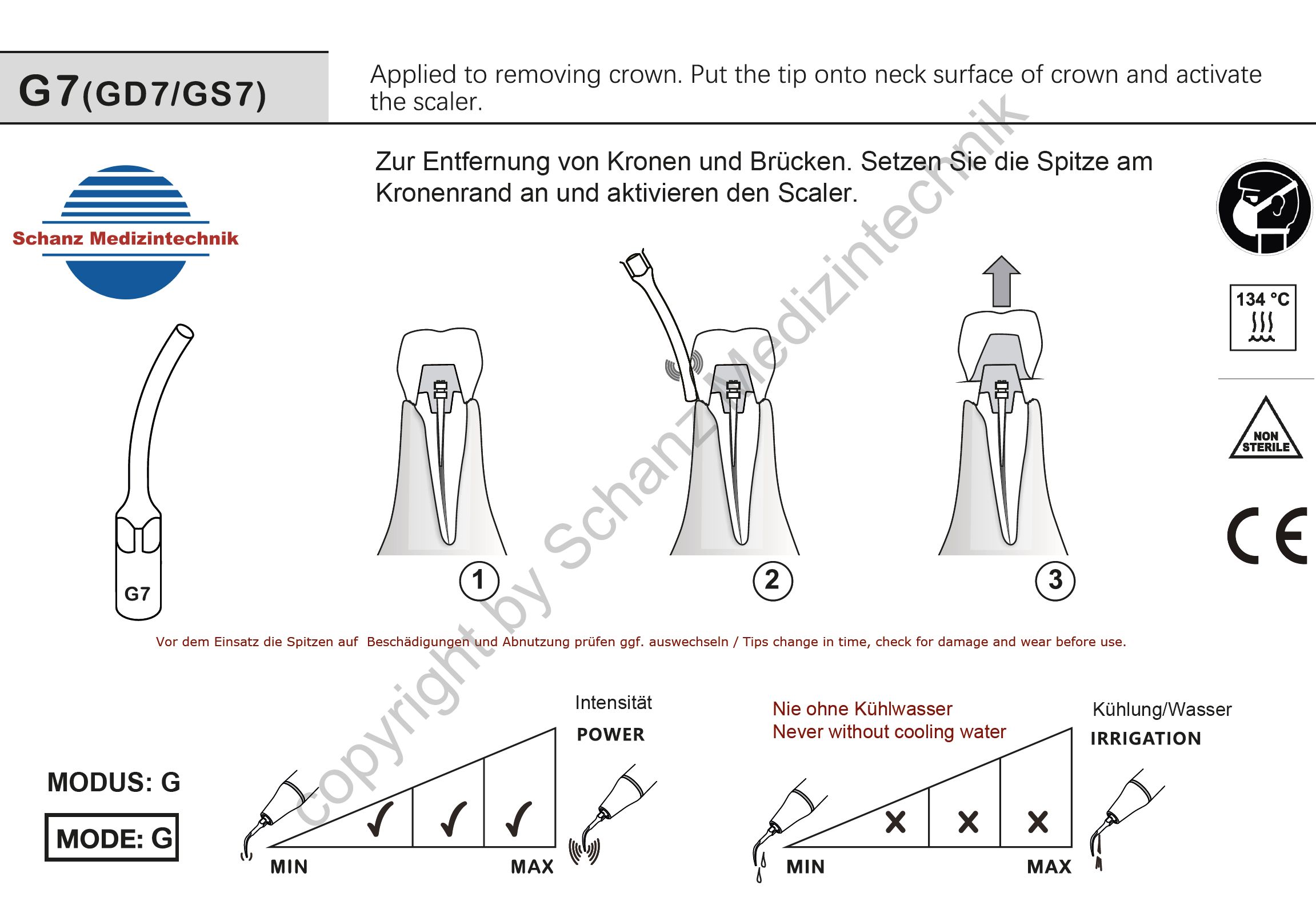 GD7 Ultraschallspitze - Zur Entfernung von Kronen und Brücken