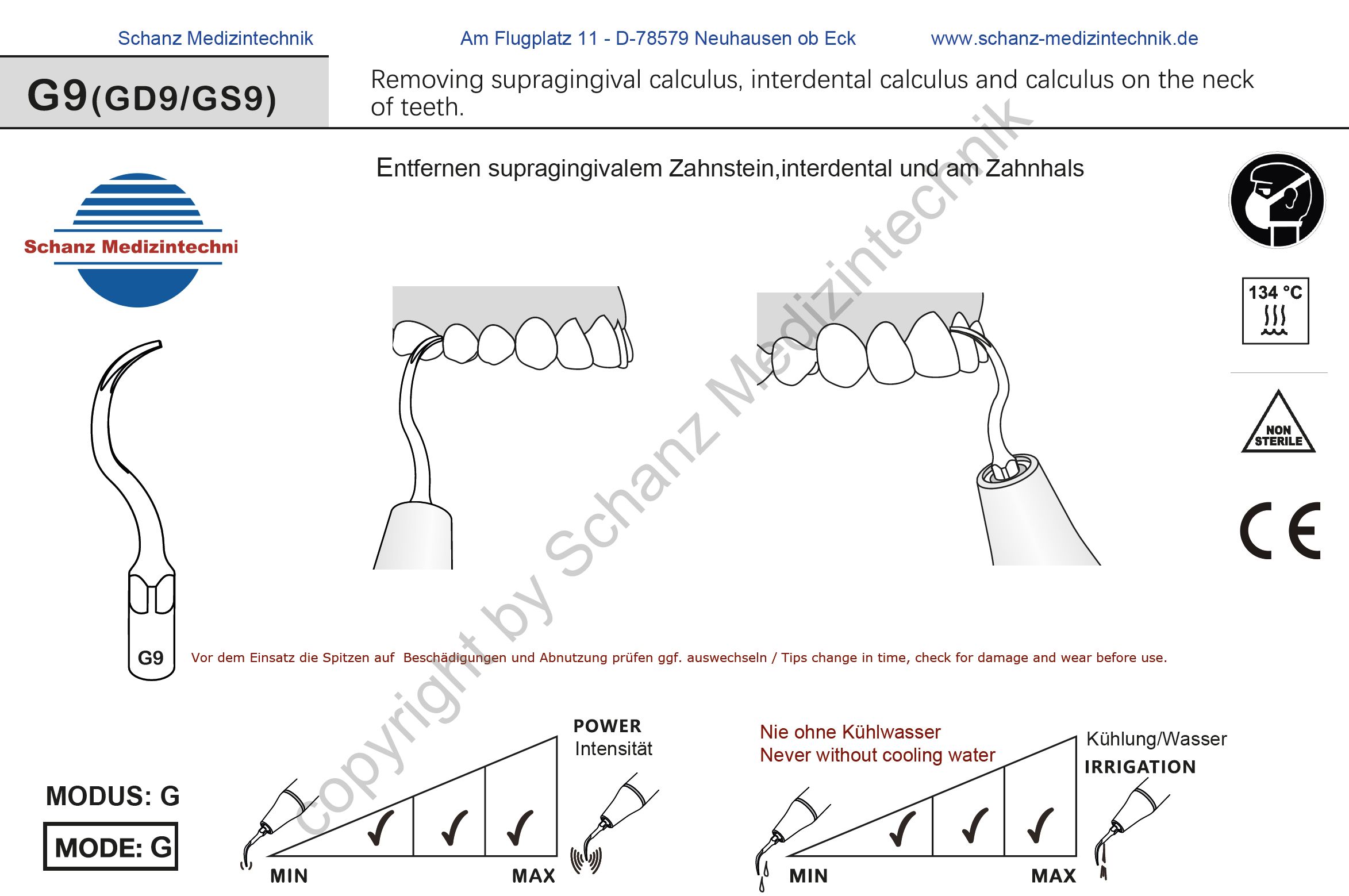  GD9 Ultraschallspitze - Zahnsteinentfernung supragingival, interdental und am Zahnhals