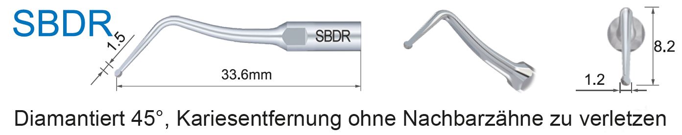 SBDR Ultraschallspitze diamantiert zur Kariesentfernung distal