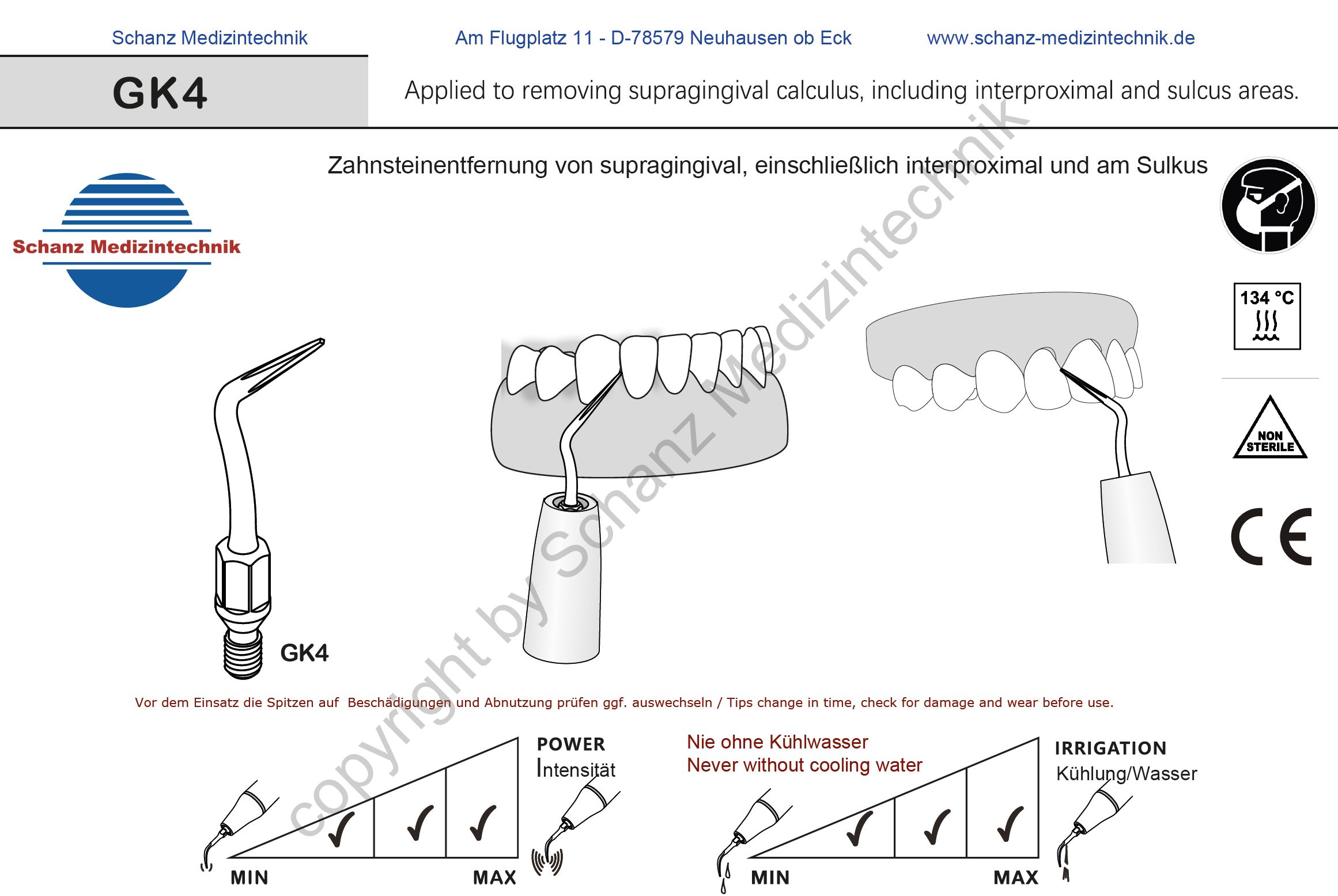 GK4 Ultraschallspitze - Entfernung von supragingivalem Zahnstein