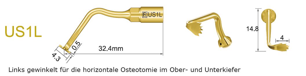 US1L Ultraschallspitze Knochensäge links gewinkelt für die Osteotomie