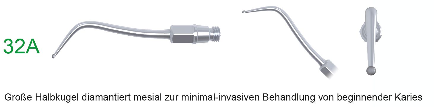 32A Ultraschallspitze - Halbkugel diamantiert für beginnende Karies - mesial