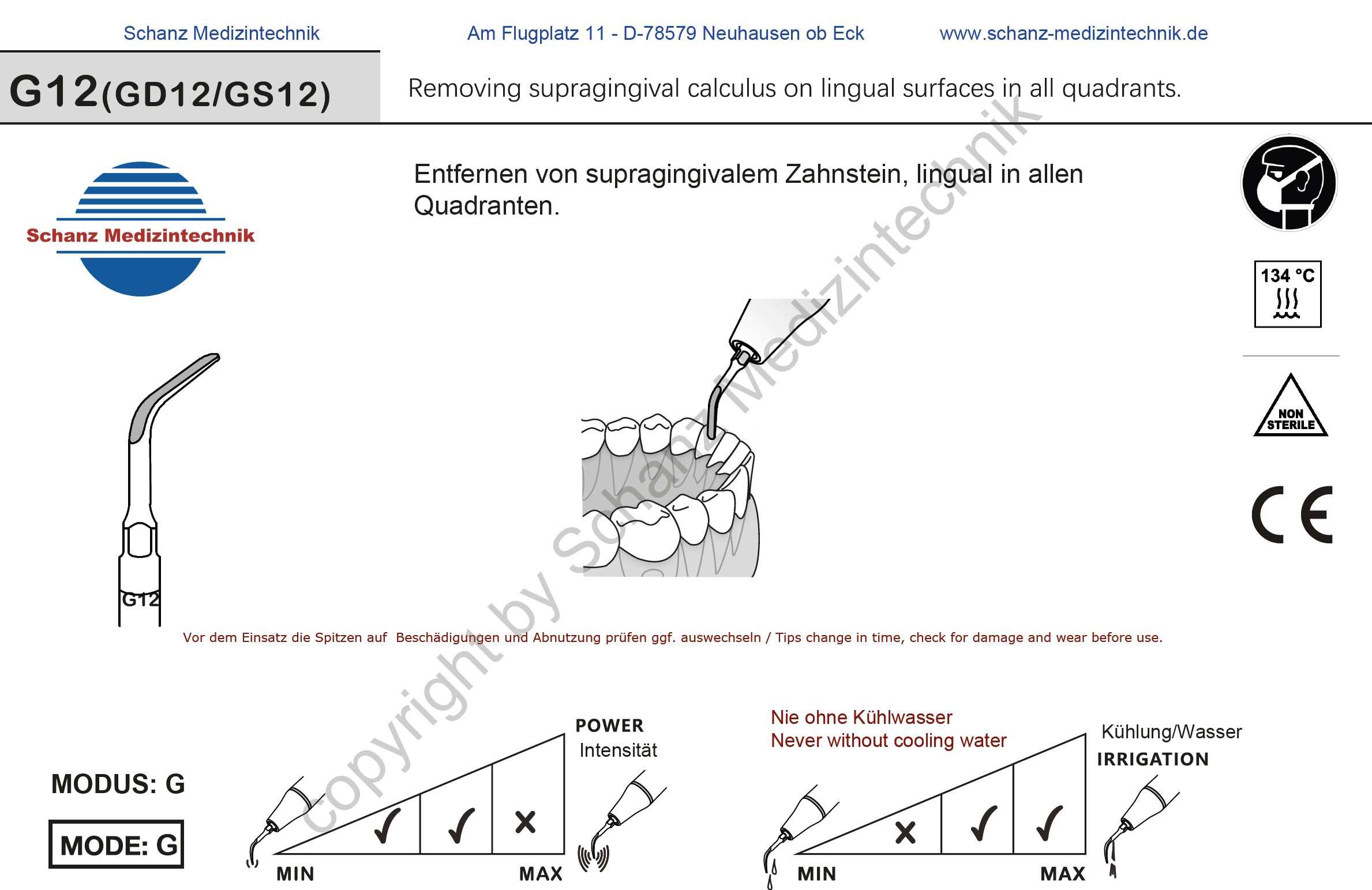 GD12 Ultraschallspitze - Zahnsteinentfernung supragingival in allen Quadranten