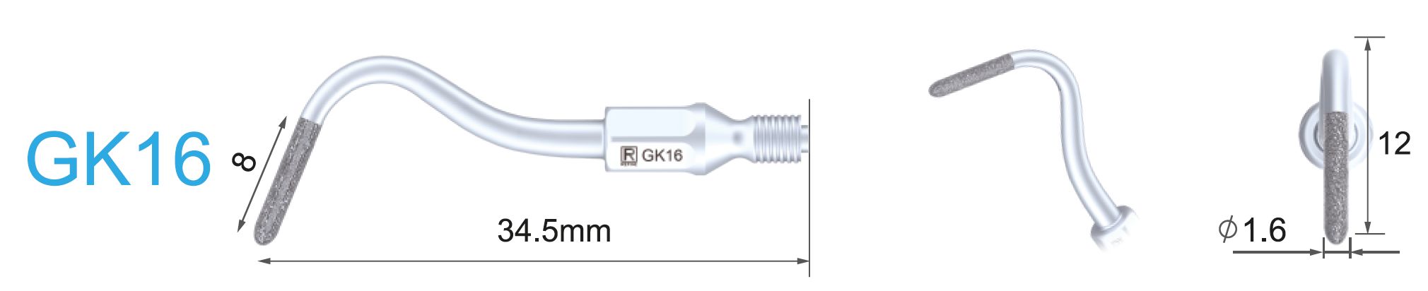 GK16 Ultraschallspitze diamantiert Dentinabtrag nach subgingivaler Schulterpräparation